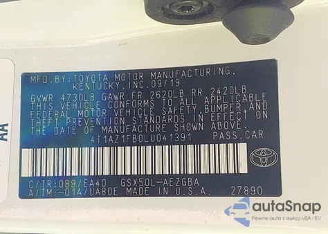 2020 Toyota Avalon Xle из США, поврежденный, VIN 4T1AZ1FB0LU041391